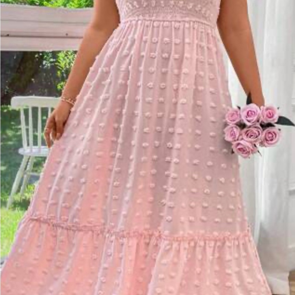 Pink Textured Maxi Dress